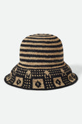 Redding Packable Straw Bucket Hat - Black/Natural