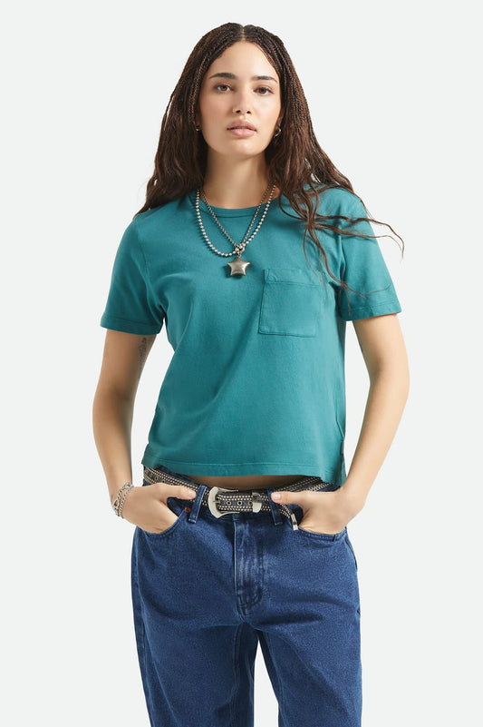 Carefree Organic Garment Dye Perfect T-Shirt - Washed Mediterranean Teal