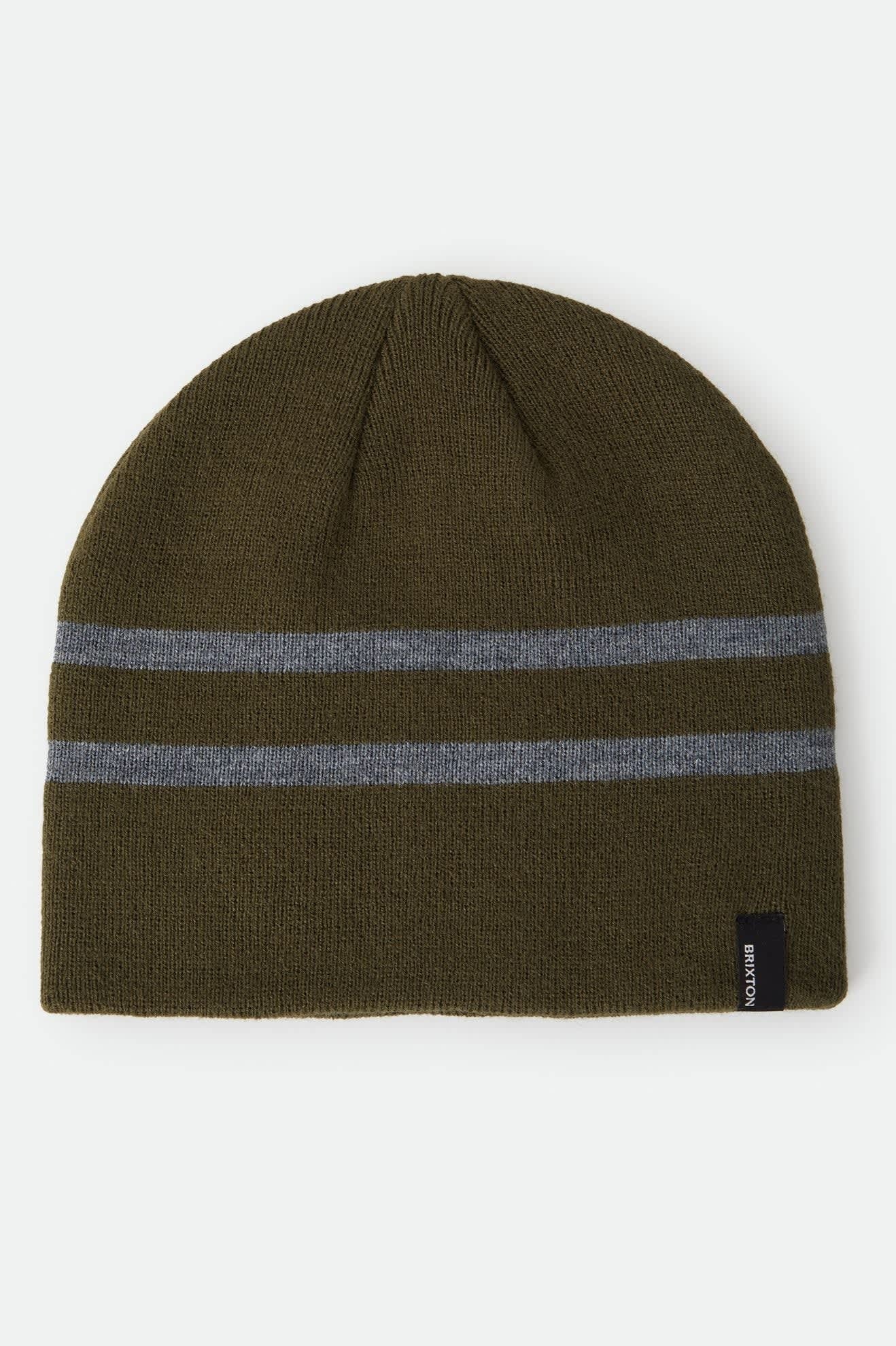 Skully Beanie - Dark Olive/Heather Grey Stripe