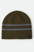 Skully Beanie - Dark Olive/Heather Grey Stripe