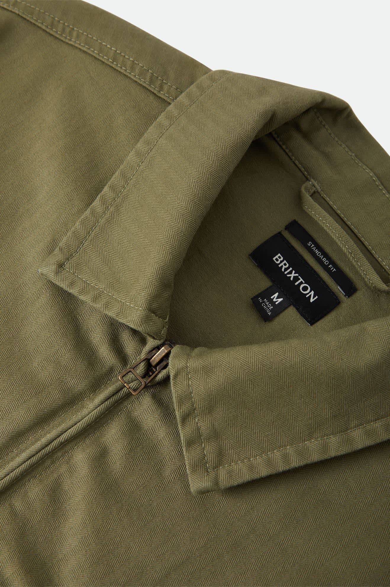 Mechanic Garage Zip Jacket - Olive Surplus Herringbone