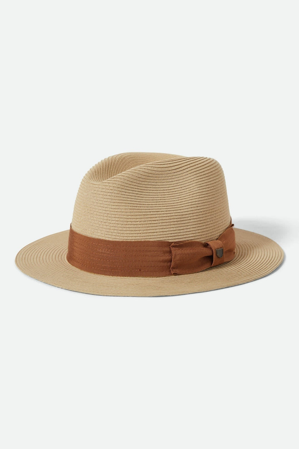 Roma Straw Packable Fedora - Natural/Bronze