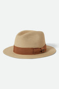 Roma Straw Packable Fedora - Natural/Bronze