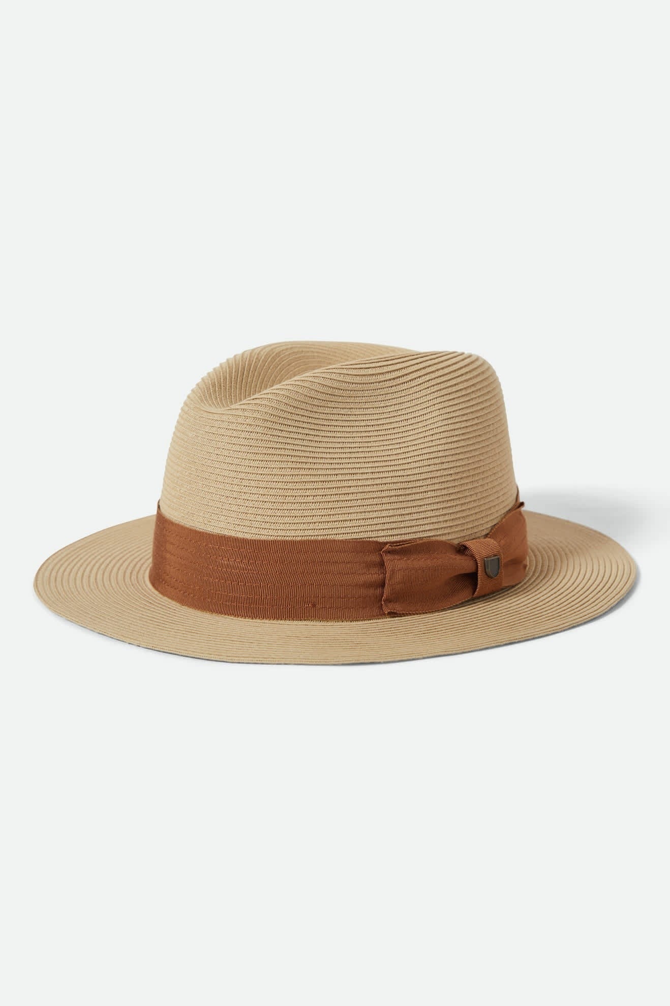 Roma Straw Packable Fedora - Natural/Bronze