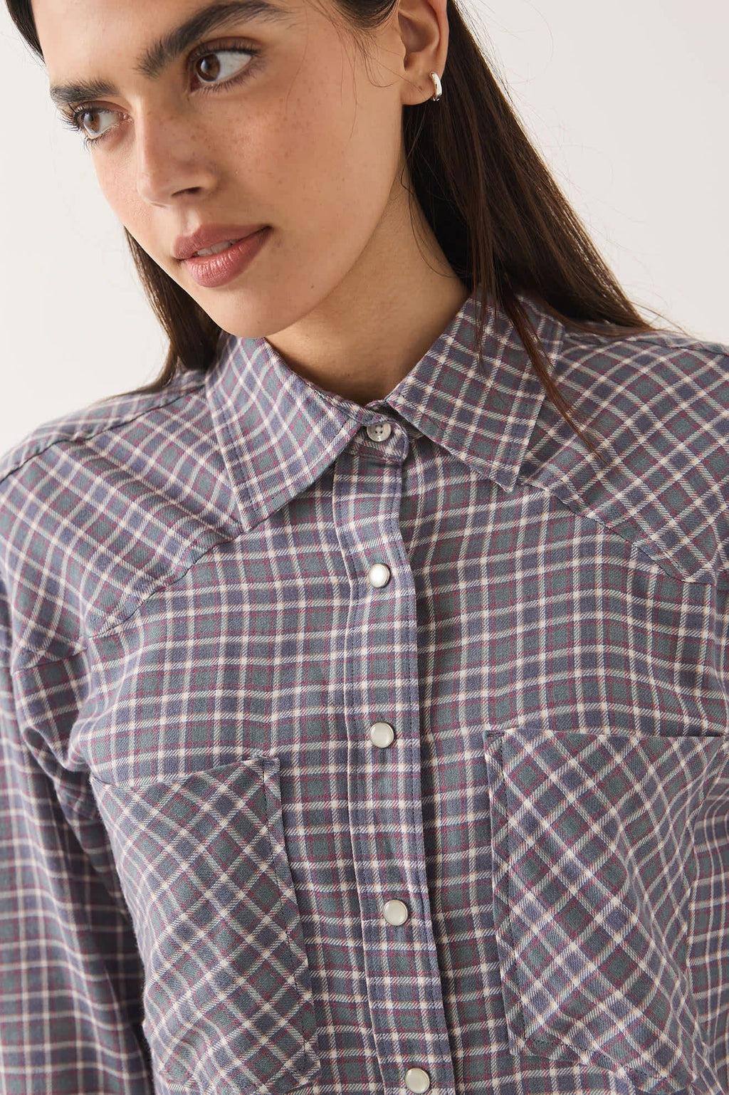 Wayne Women's Shirt - Soft Navy Plaid