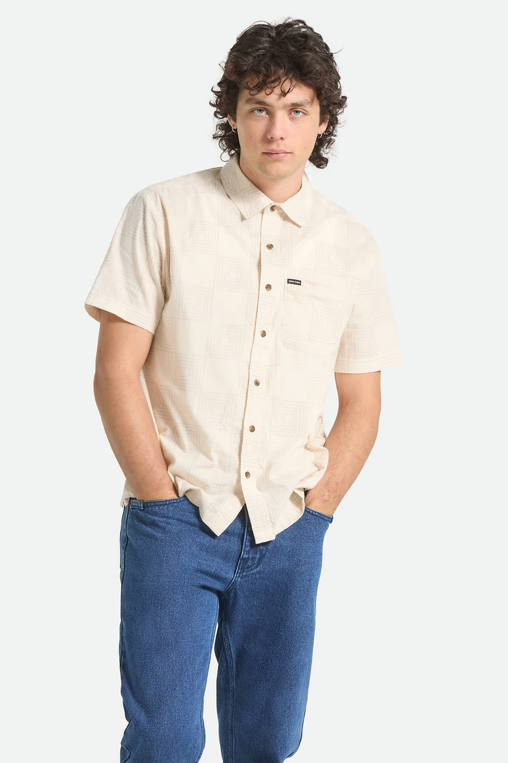 Cru Print Short Sleeve Shirt - Whitecap/Geo Checker
