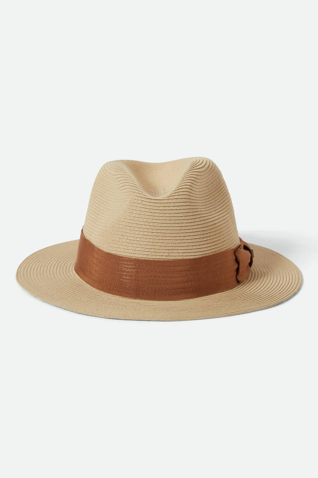 Roma Straw Packable Fedora - Natural/Bronze