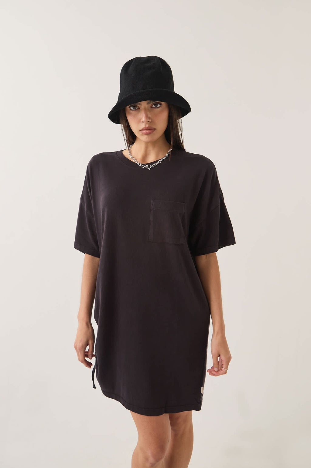 Carefree Organic Garment Dye T-Shirt Dress - Black