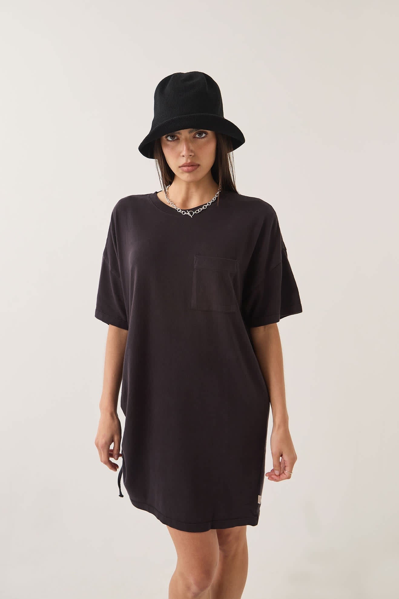 Carefree Organic Garment Dye T-Shirt Dress - Black
