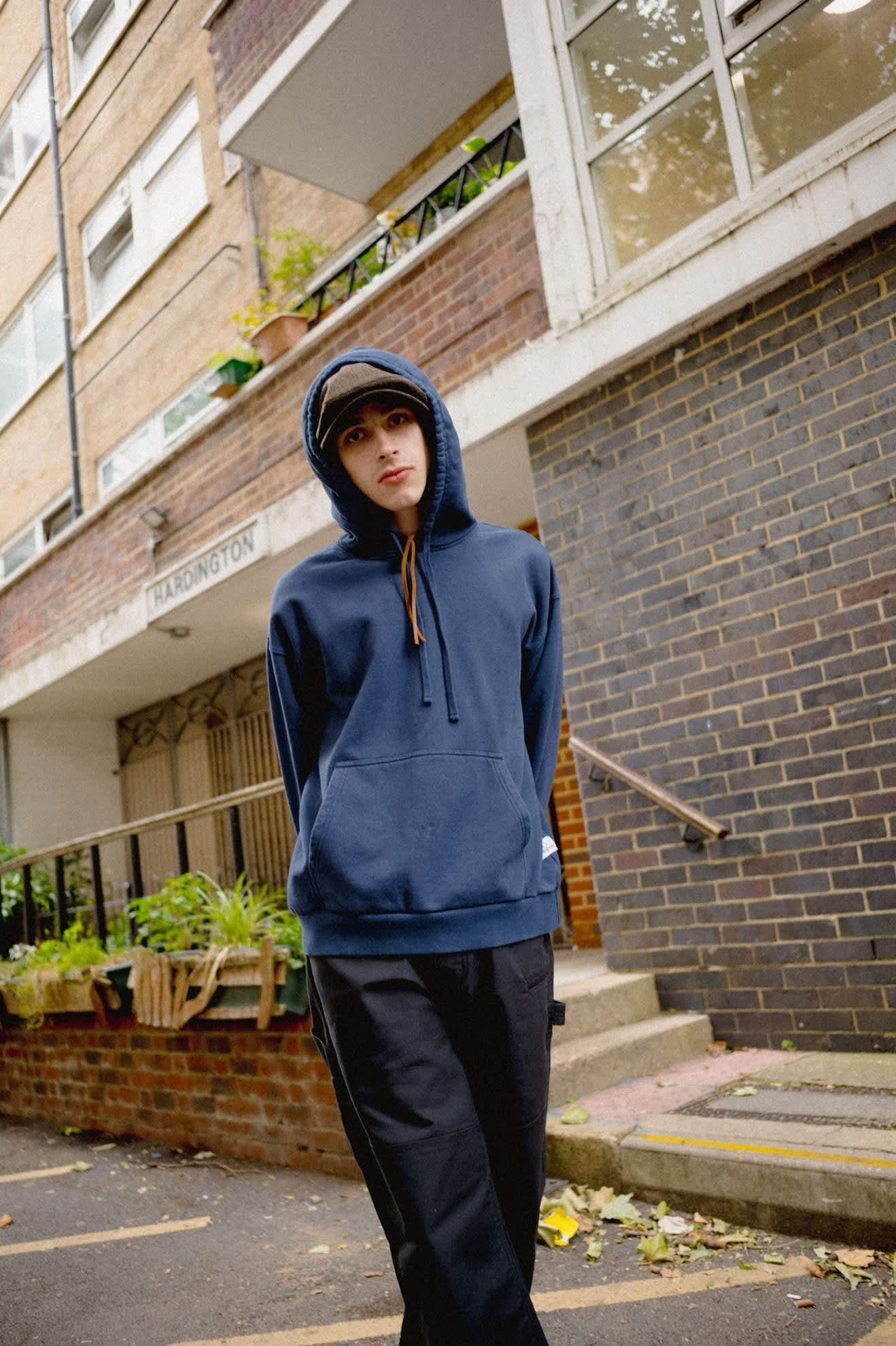 Brixton Baseline Hood Fleece - Washed Navy Vintage Wash