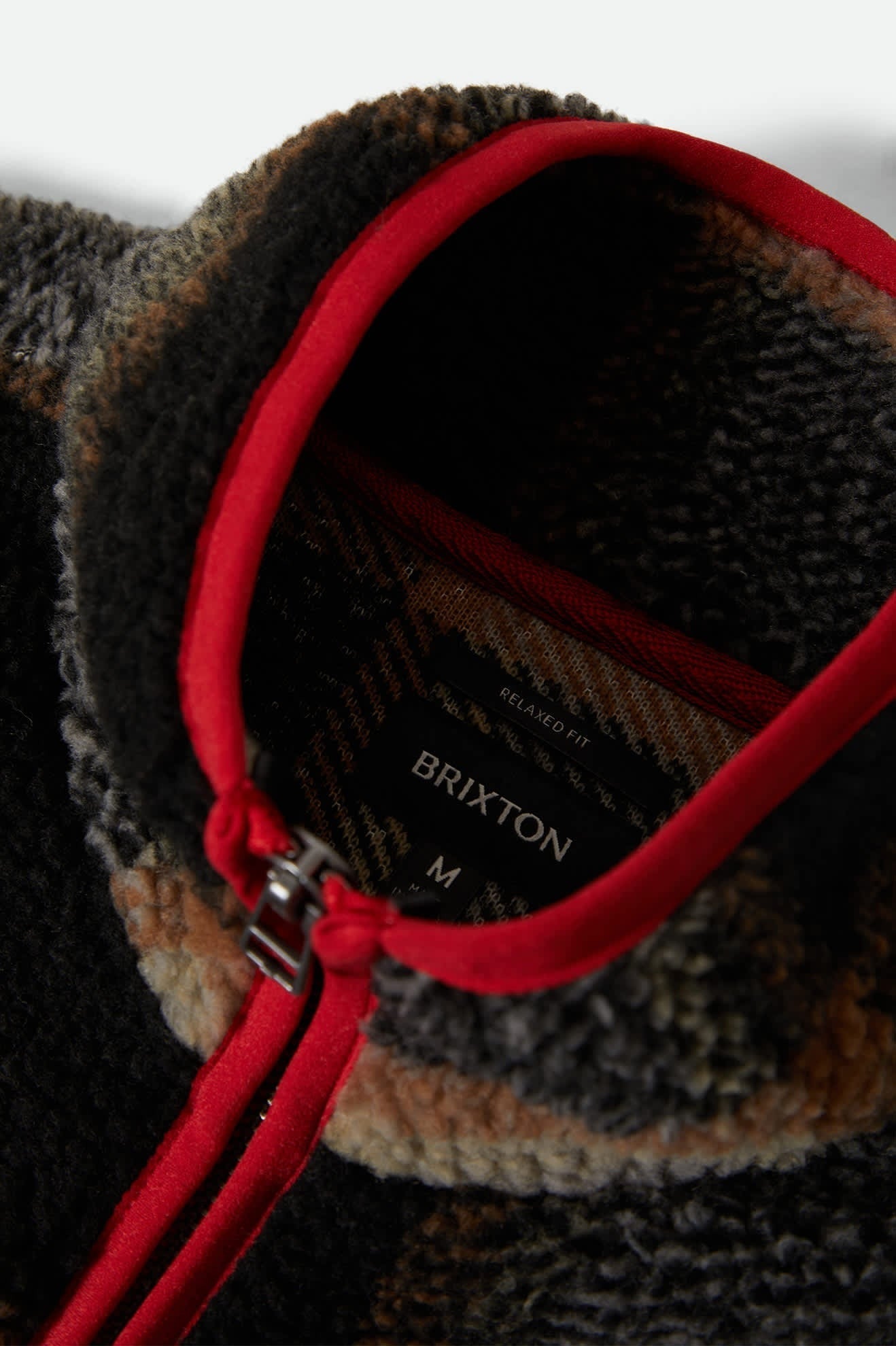 Buffalo Plaid Sherpa Full Zip Jacket - Black/Cream