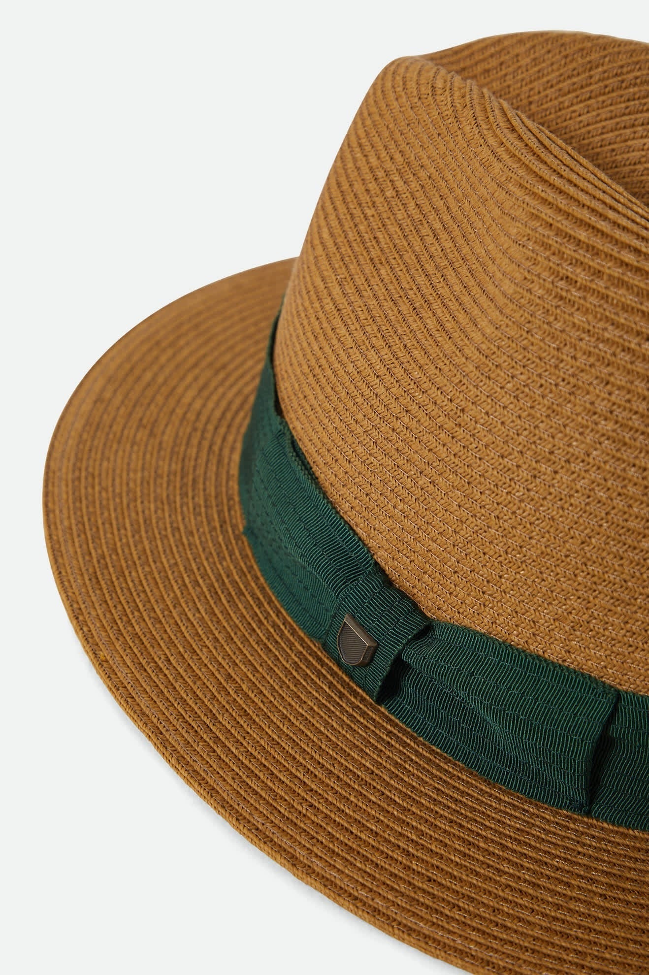 Roma Straw Packable Fedora - Dark Tan/Primal Green