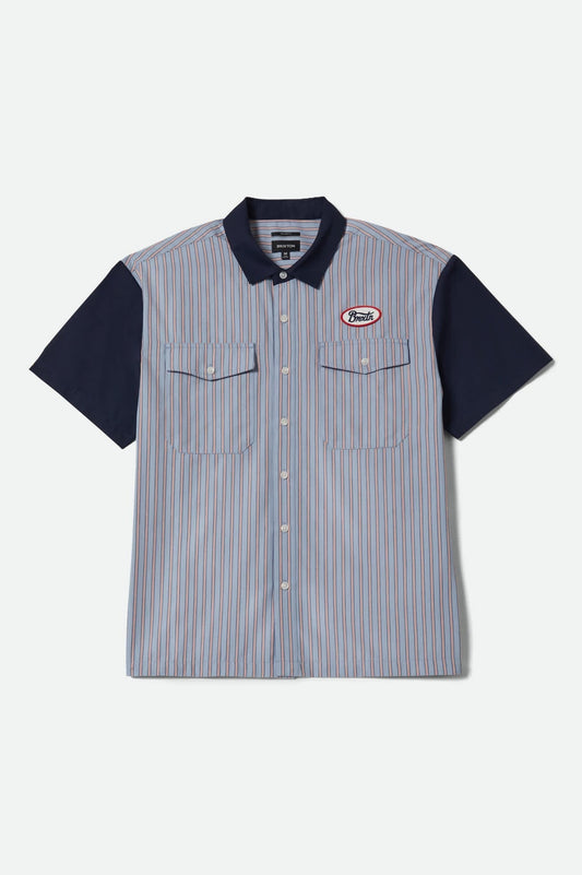 Builders Olson Short Sleeve Shirt - Blue Aura Stripe