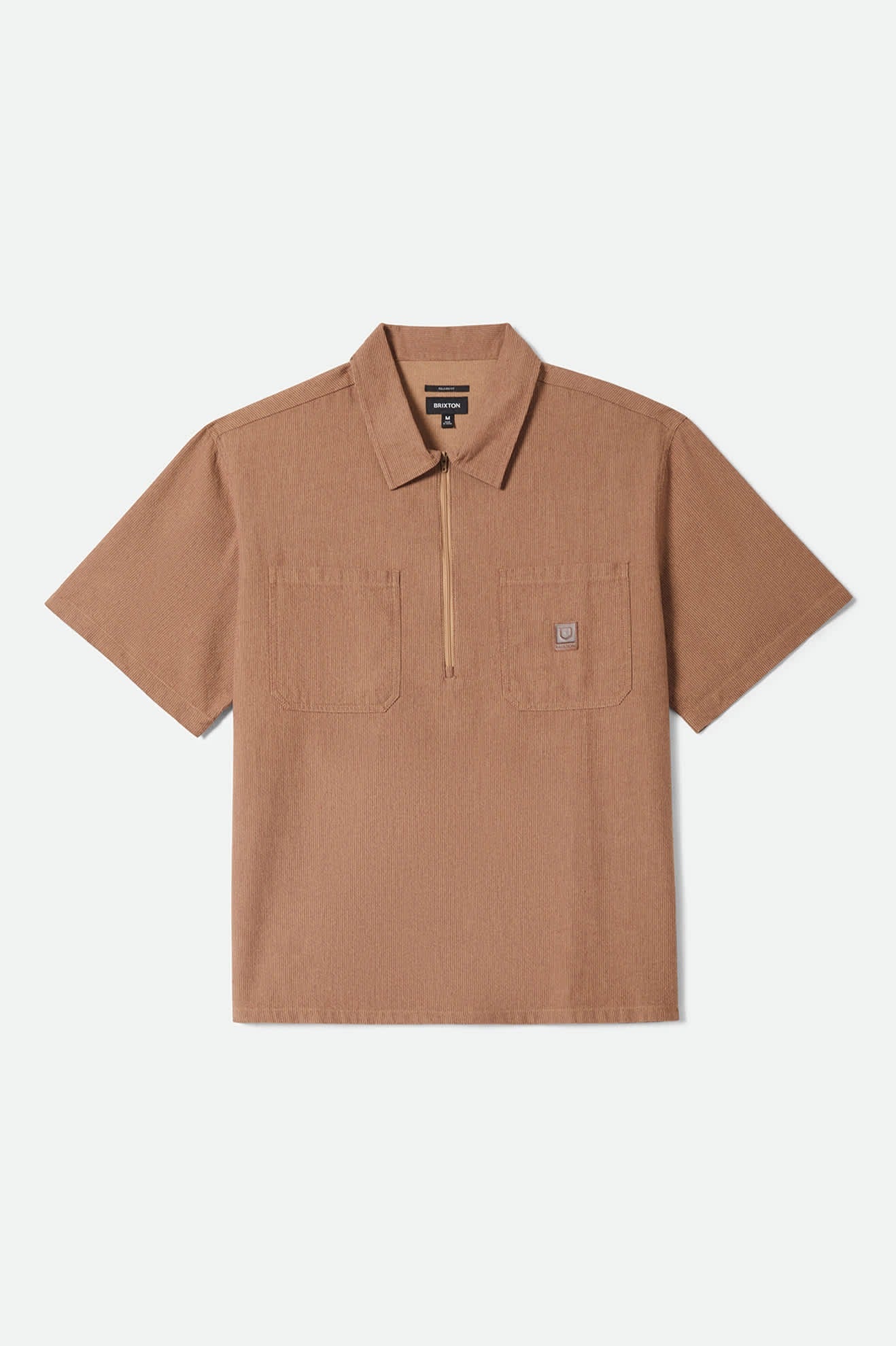 Brakeman Half Zip Short Sleeve Shirt - Brown/Tan Stripe