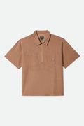 Brakeman Half Zip Short Sleeve Shirt - Brown/Tan Stripe