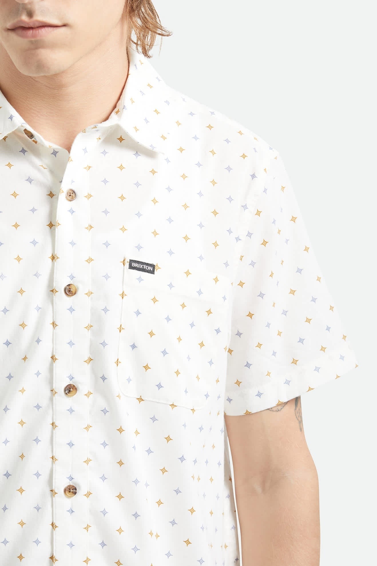 Charter Print Short Sleeve Shirt - Off White/Multi Diamond Tile
