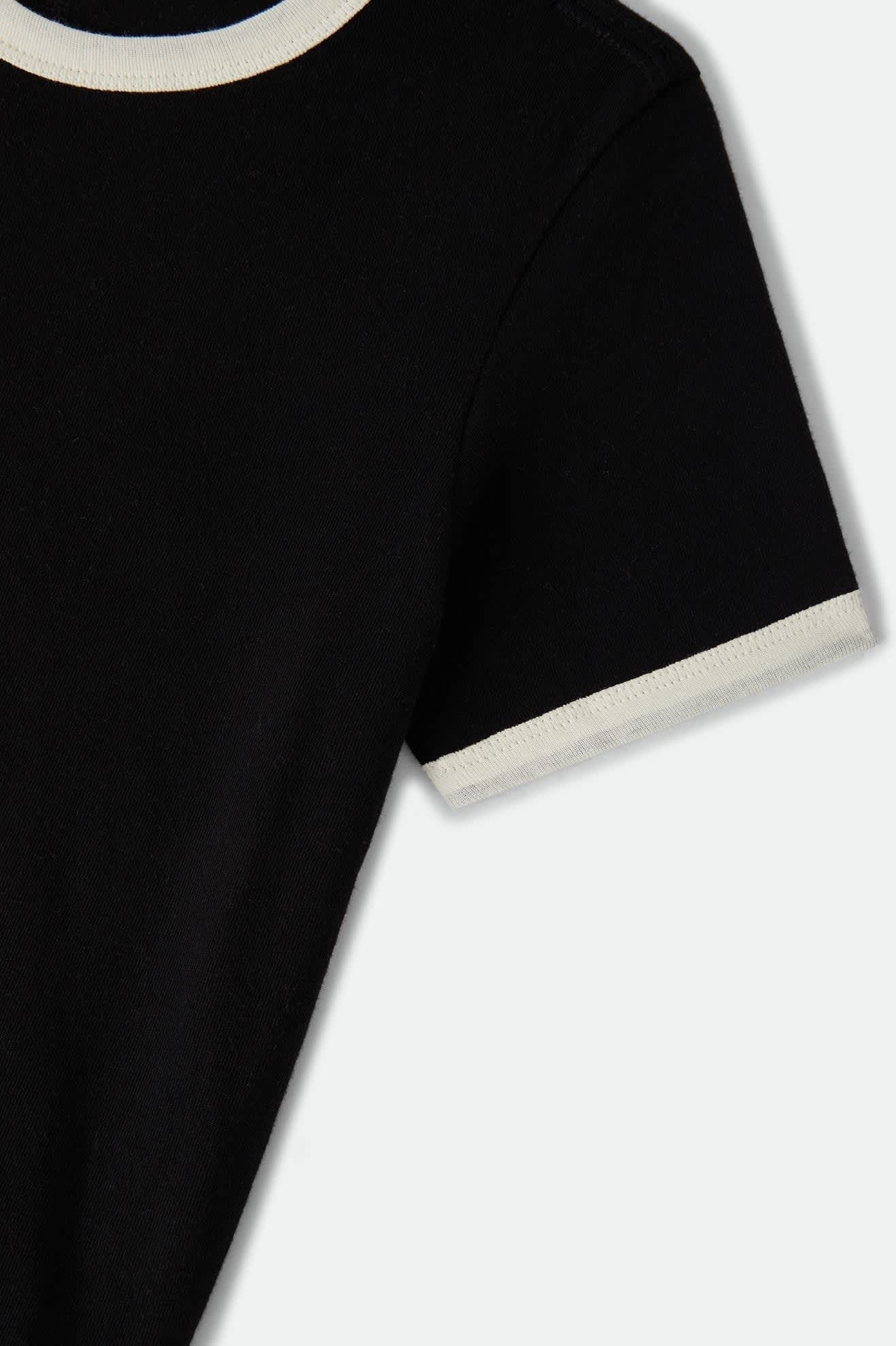 Carefree Organic Garment Dye Ringer T-Shirt - Black/Off White