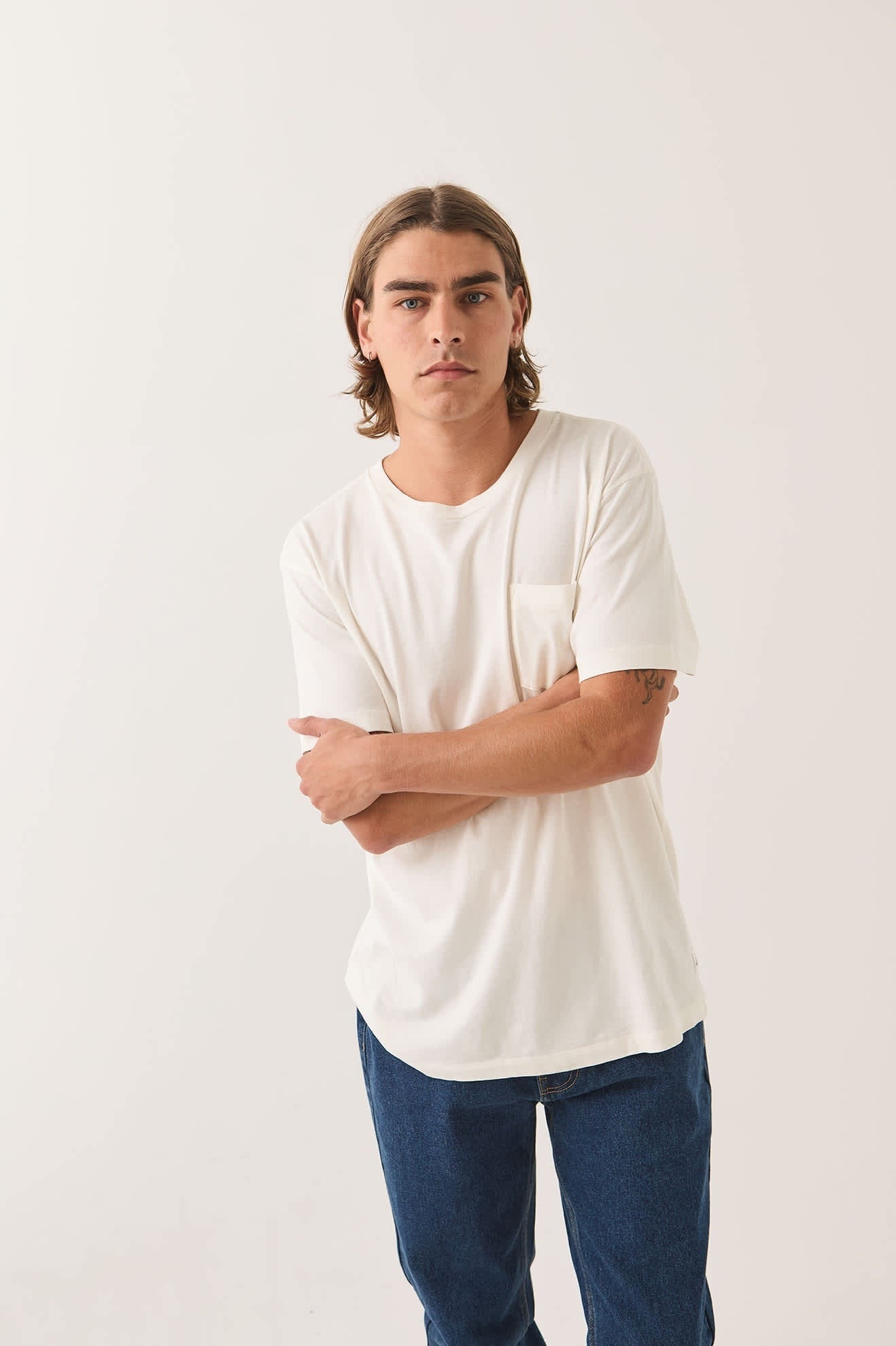 Brixton Baseline Pocket T-Shirt - Off White Vintage Wash