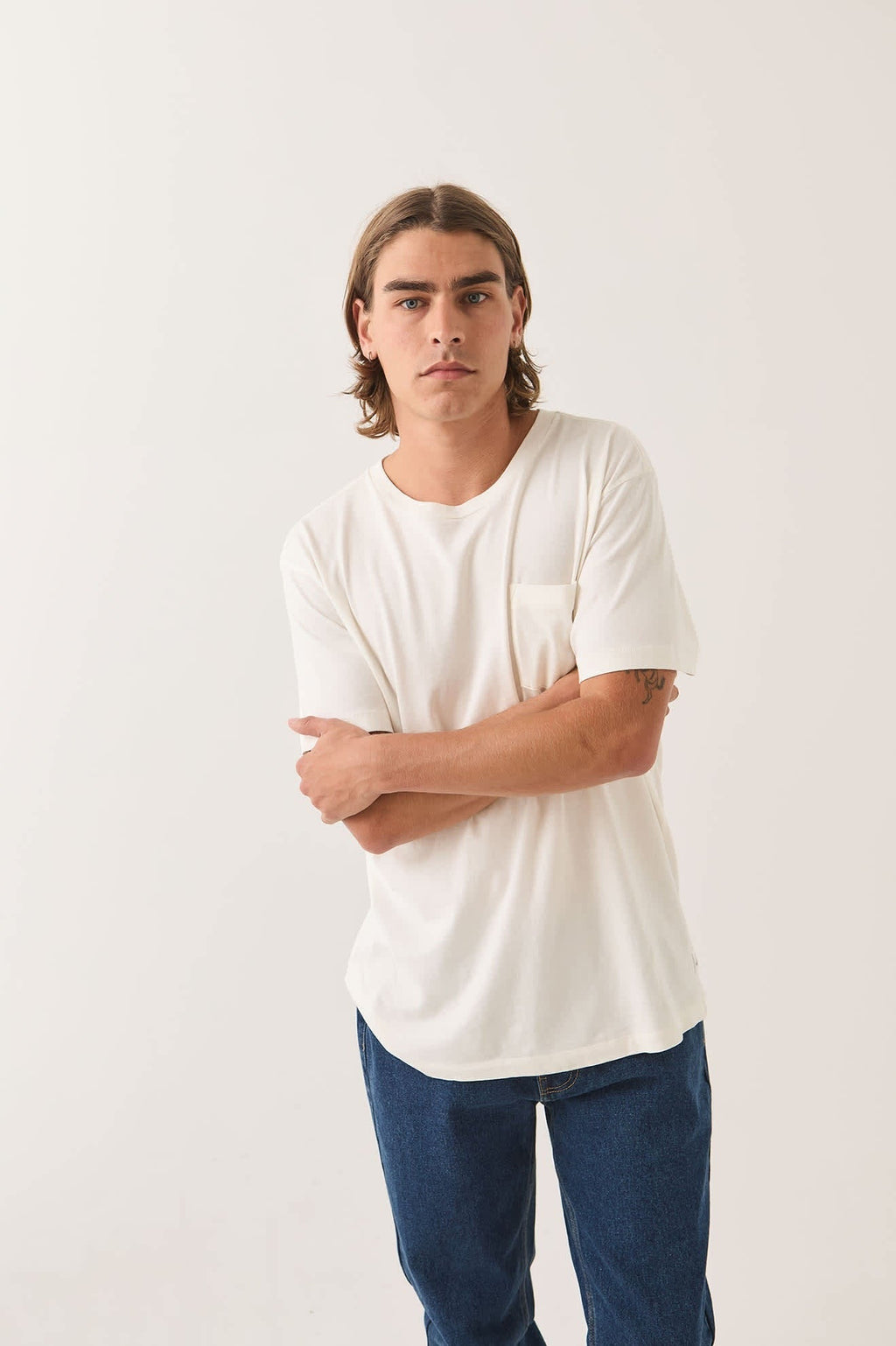 Brixton Baseline Pocket T-Shirt - Off White Vintage Wash