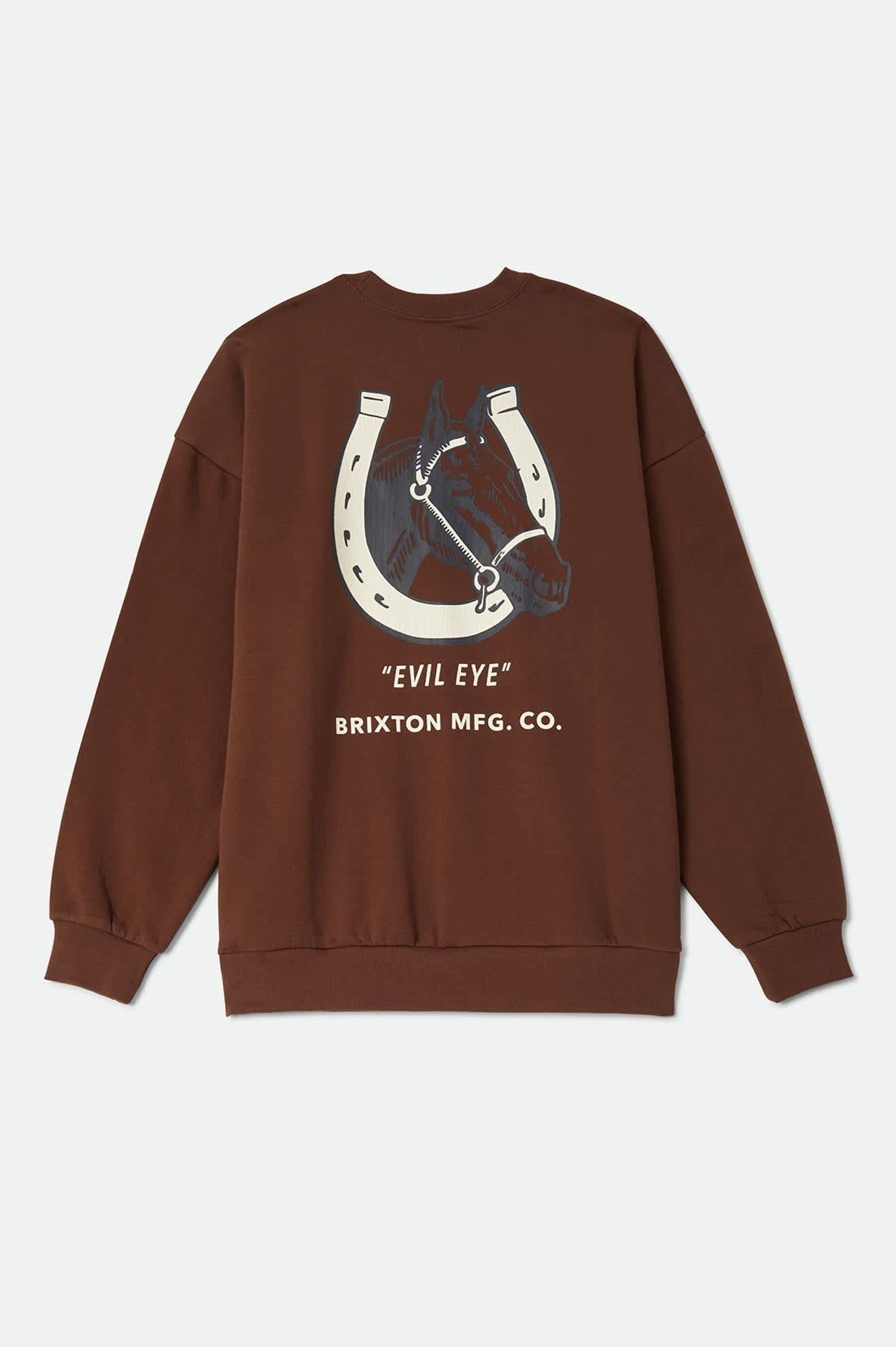 Evil Eye Horseshoe Oversized Crew - Pinecone Brown