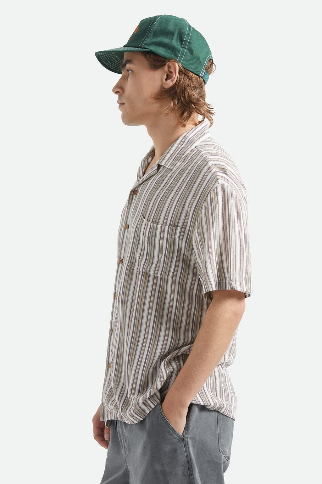 Bunker Twisted Stripe Camp Collar Shirt - Robust Red