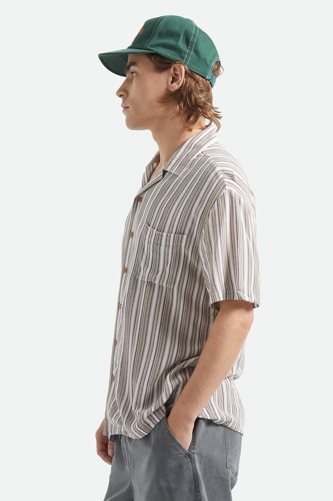 Bunker Twisted Stripe Camp Collar Shirt - Robust Red
