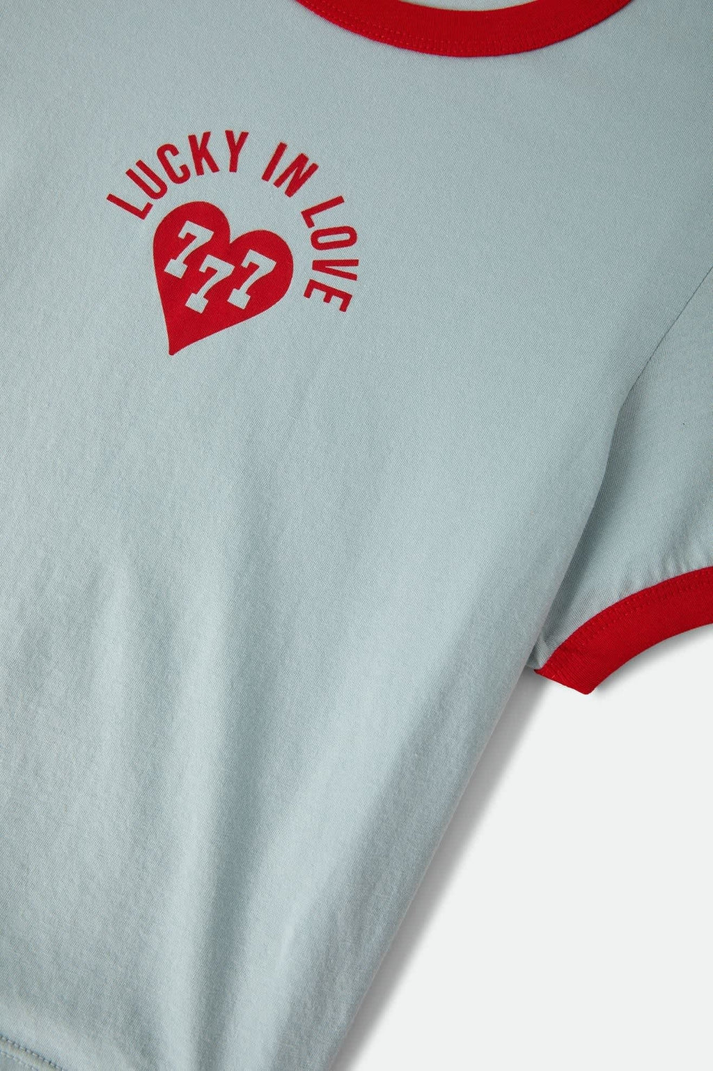 Lucky In Love Baby T-Shirt - Sea Grass/Adrenaline Red