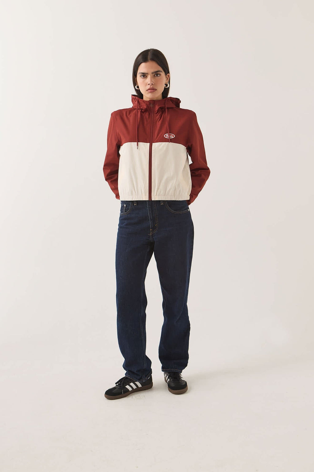 Parsons Lightweight Hooded Windbreaker - Dark Brick/Whitecap
