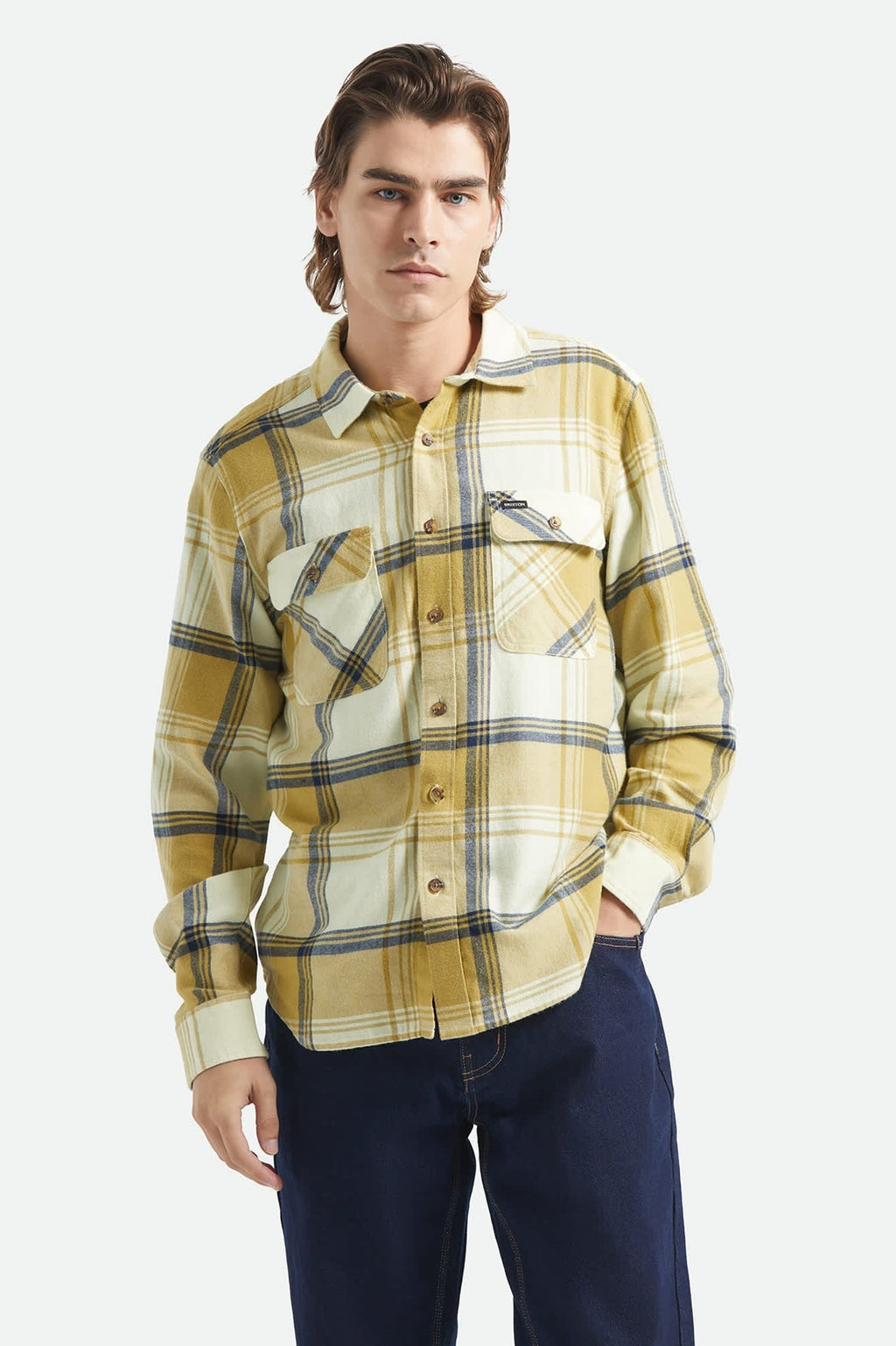 Bowery Lightweight Ultra Soft Flannel - Yellow/Dusted Ochre
