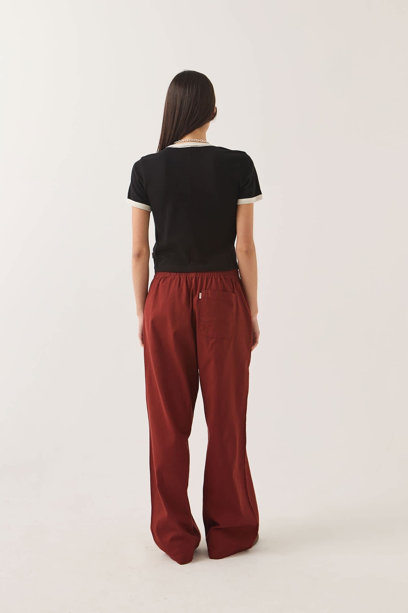 Carefree Organic Garment Dye Ringer T-Shirt - Black/Off White