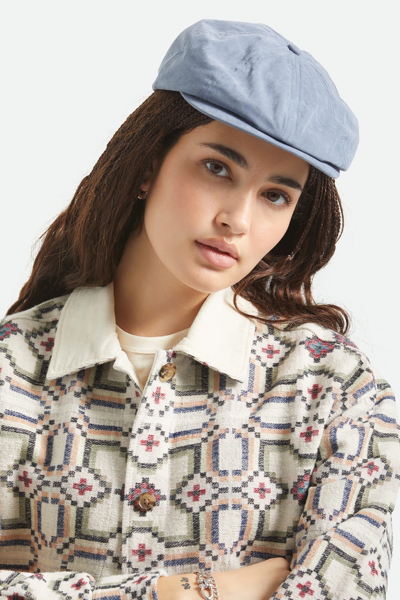 Brood Newsboy Cap - Slate Blue Brushed Satin