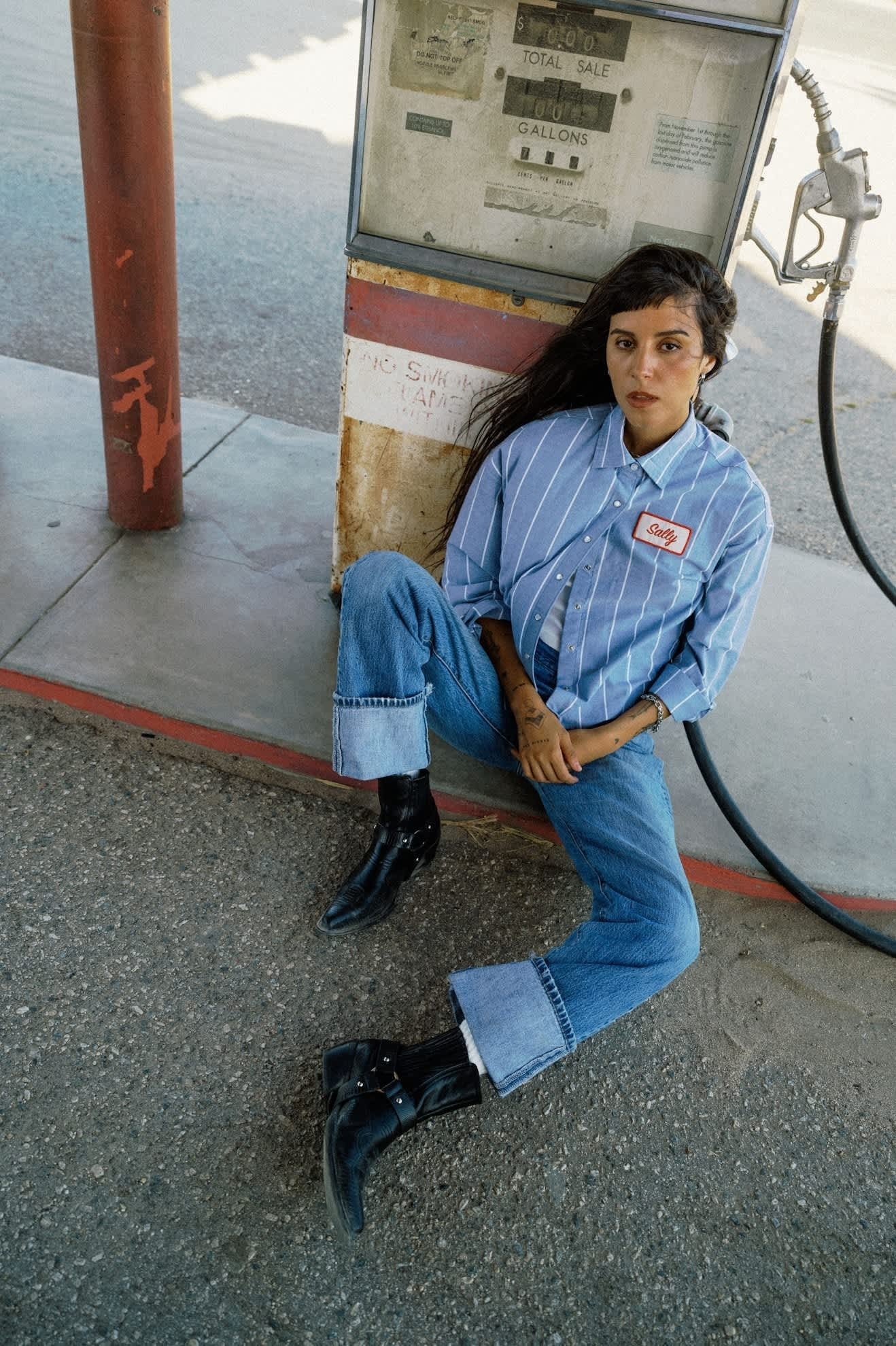Ford Mustang Sally Shirt - Blue Chambray/Stripe