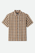 Cru Linen Blend Plaid Short Sleeve Shirt - Black/Tobacco Plaid