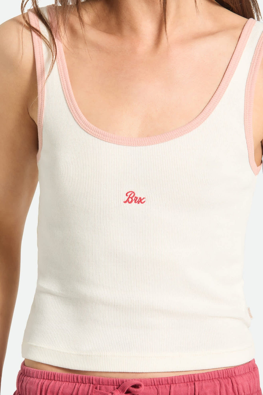 Ringer Organic A-Tank - Off White/Silver Pink