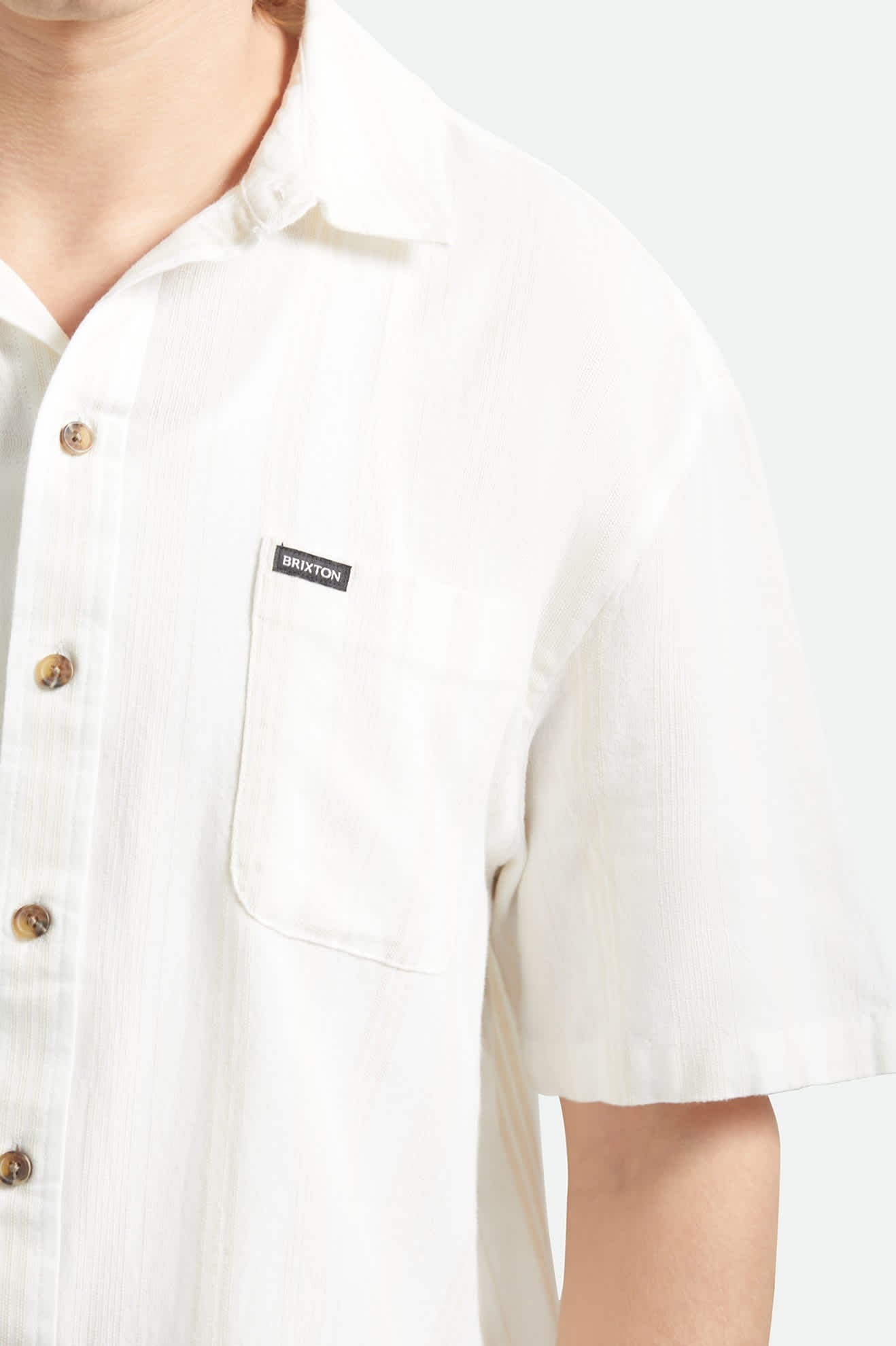 Cru Stripe Dobby Short Sleeve Shirt - Off White