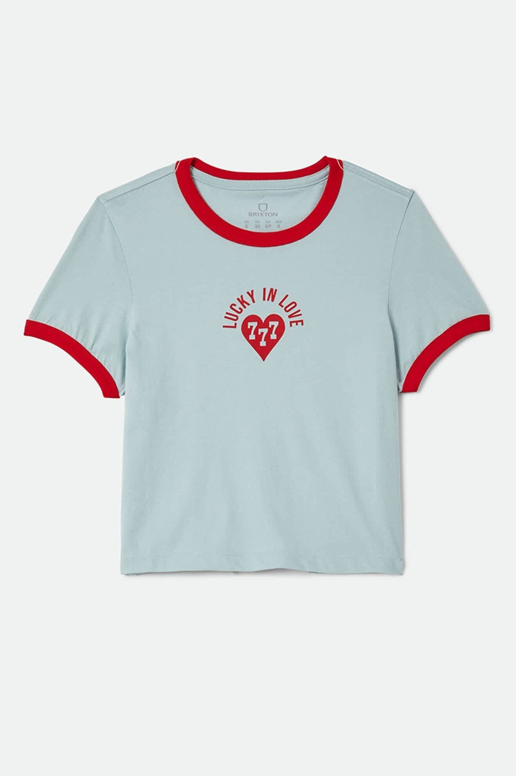 Lucky In Love Baby T-Shirt - Sea Grass/Adrenaline Red