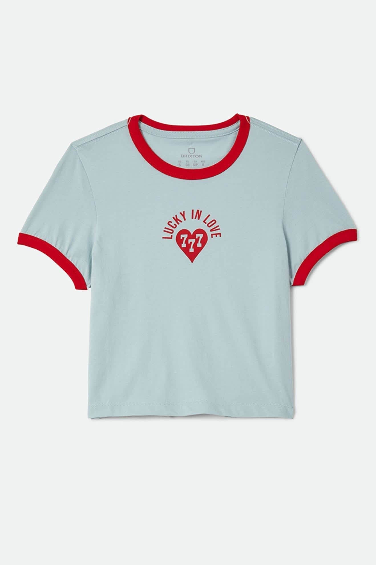 Lucky In Love Baby T-Shirt - Sea Grass/Adrenaline Red