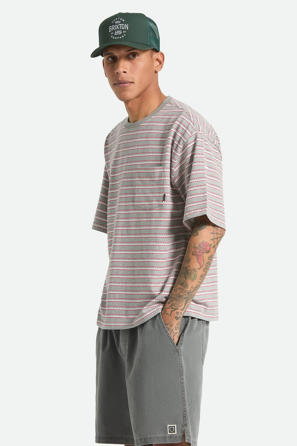 Poolside Pique Box Crop T-Shirt - Heather Grey