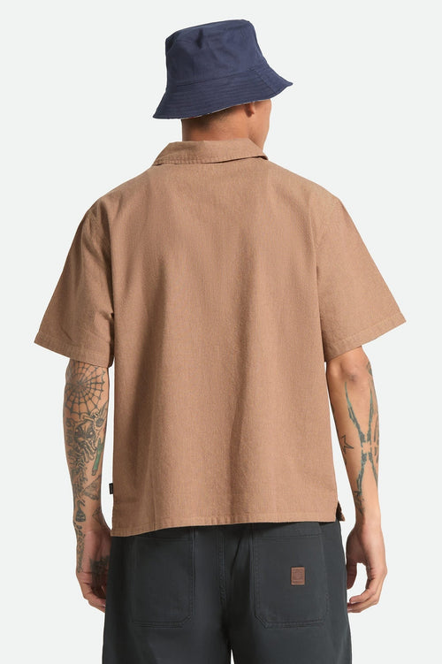 Brakeman Half Zip Short Sleeve Shirt - Brown/Tan Stripe