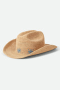 Odessa Straw Packable Cowboy Hat - Tan/Sunrise Blue