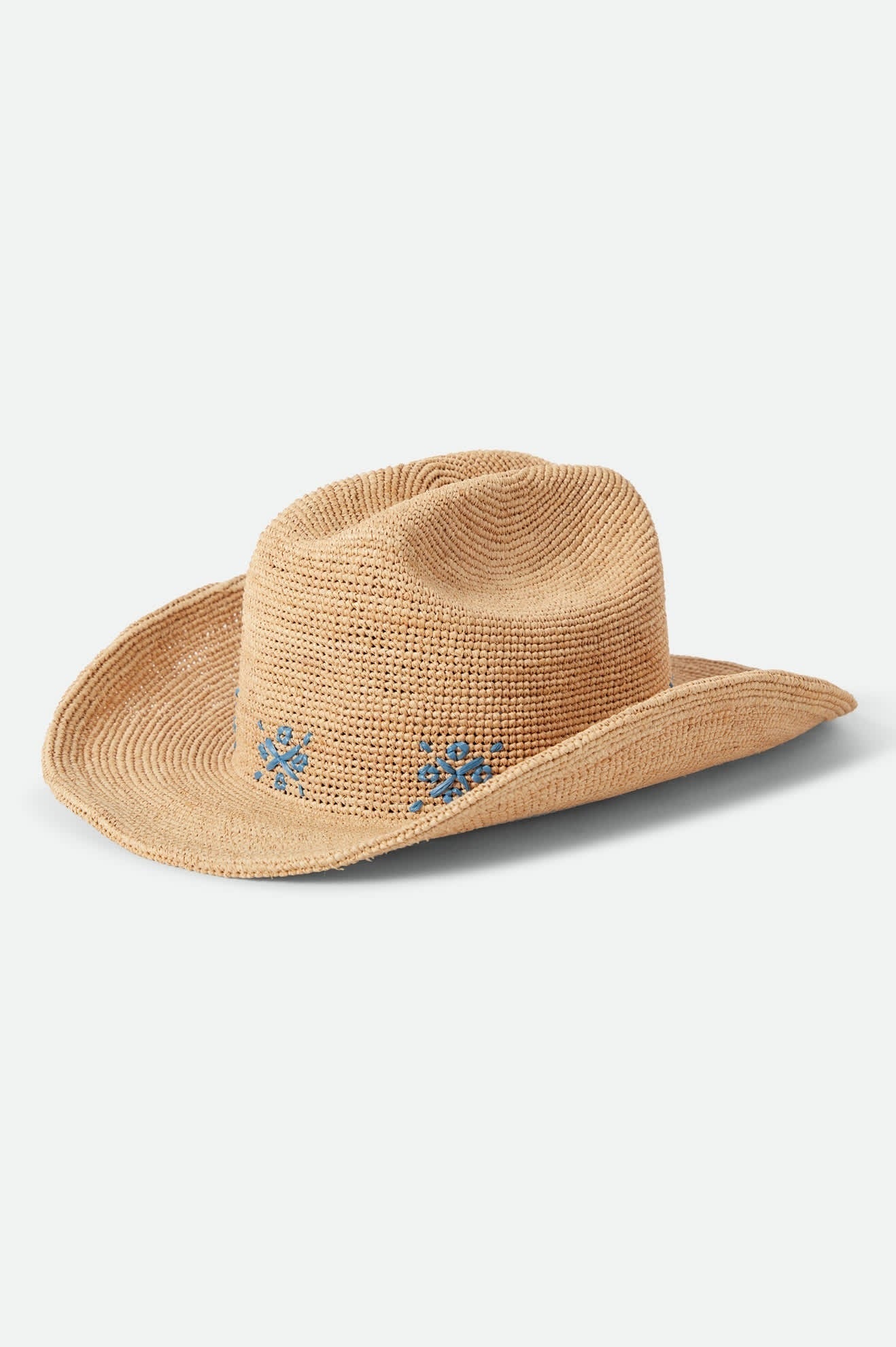 Odessa Straw Packable Cowboy Hat - Tan/Sunrise Blue