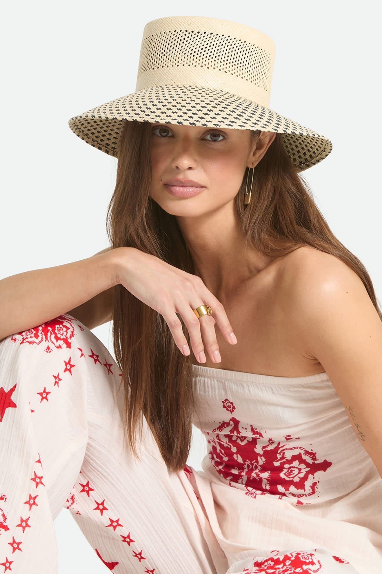 Lilith Panama Bucket Hat - Natural/Black