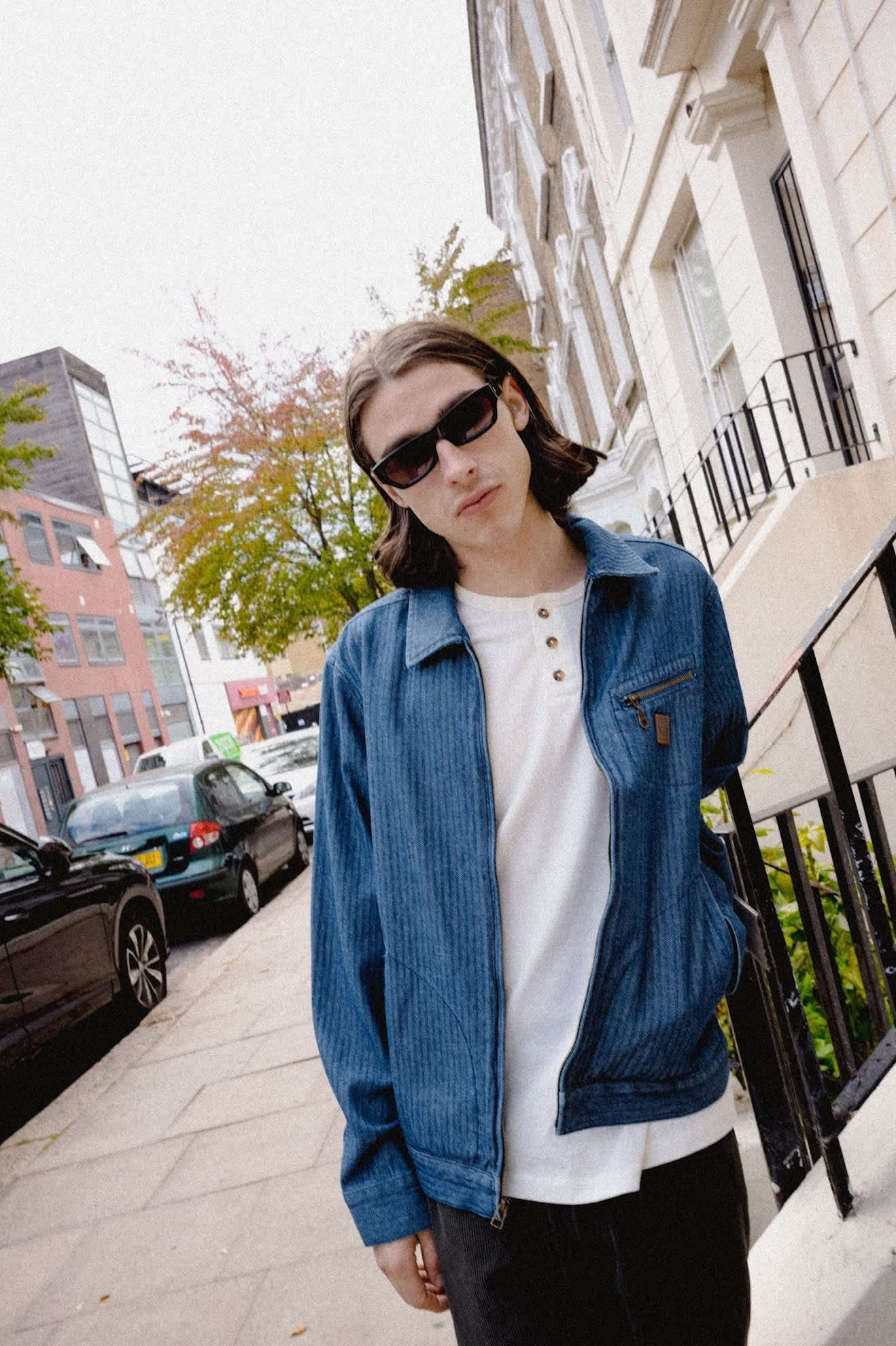 Mechanic Garage Zip Jacket - Indigo Herringbone