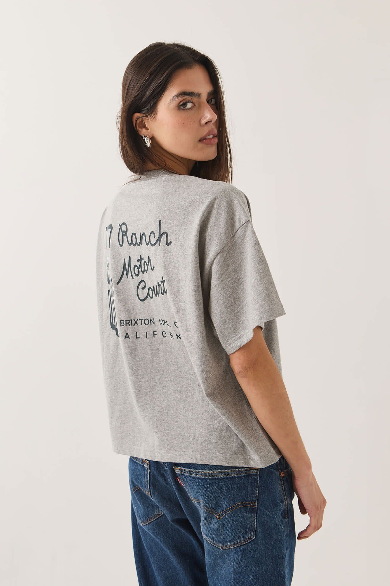Ranch Motor Court Boxy Crop Top - Heather Grey