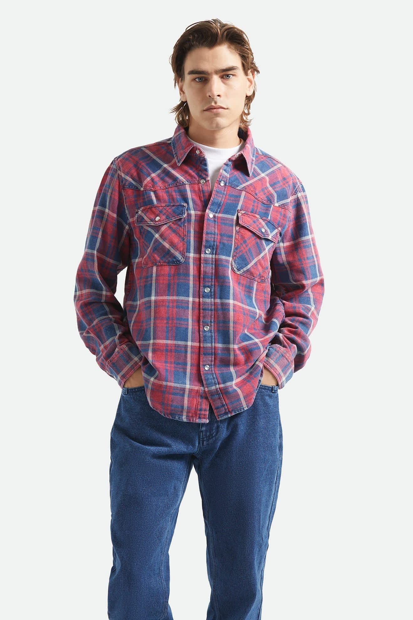 Waylon Lightweight Overshirt - Denim Plaid
