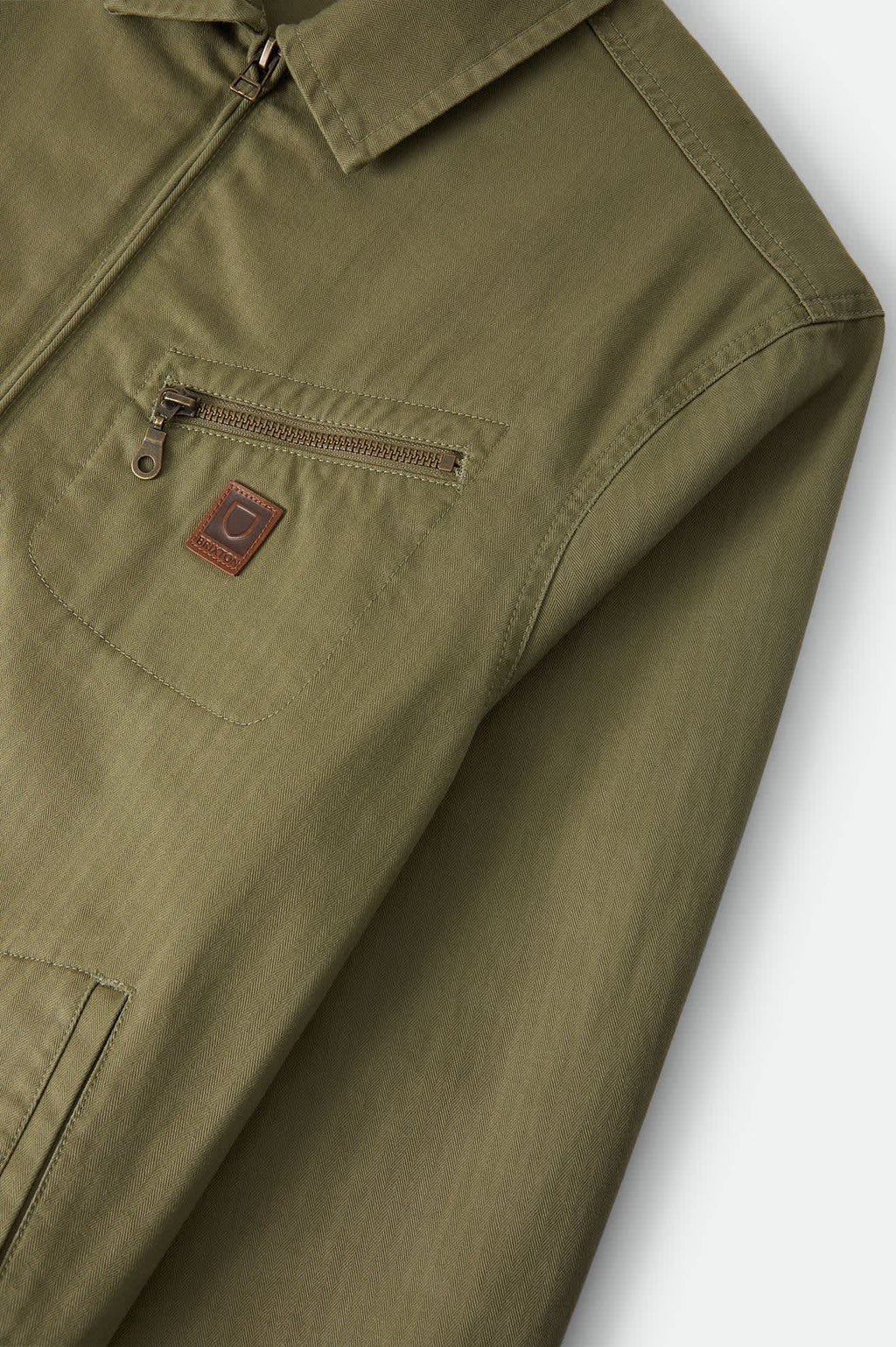 Mechanic Garage Zip Jacket - Olive Surplus Herringbone