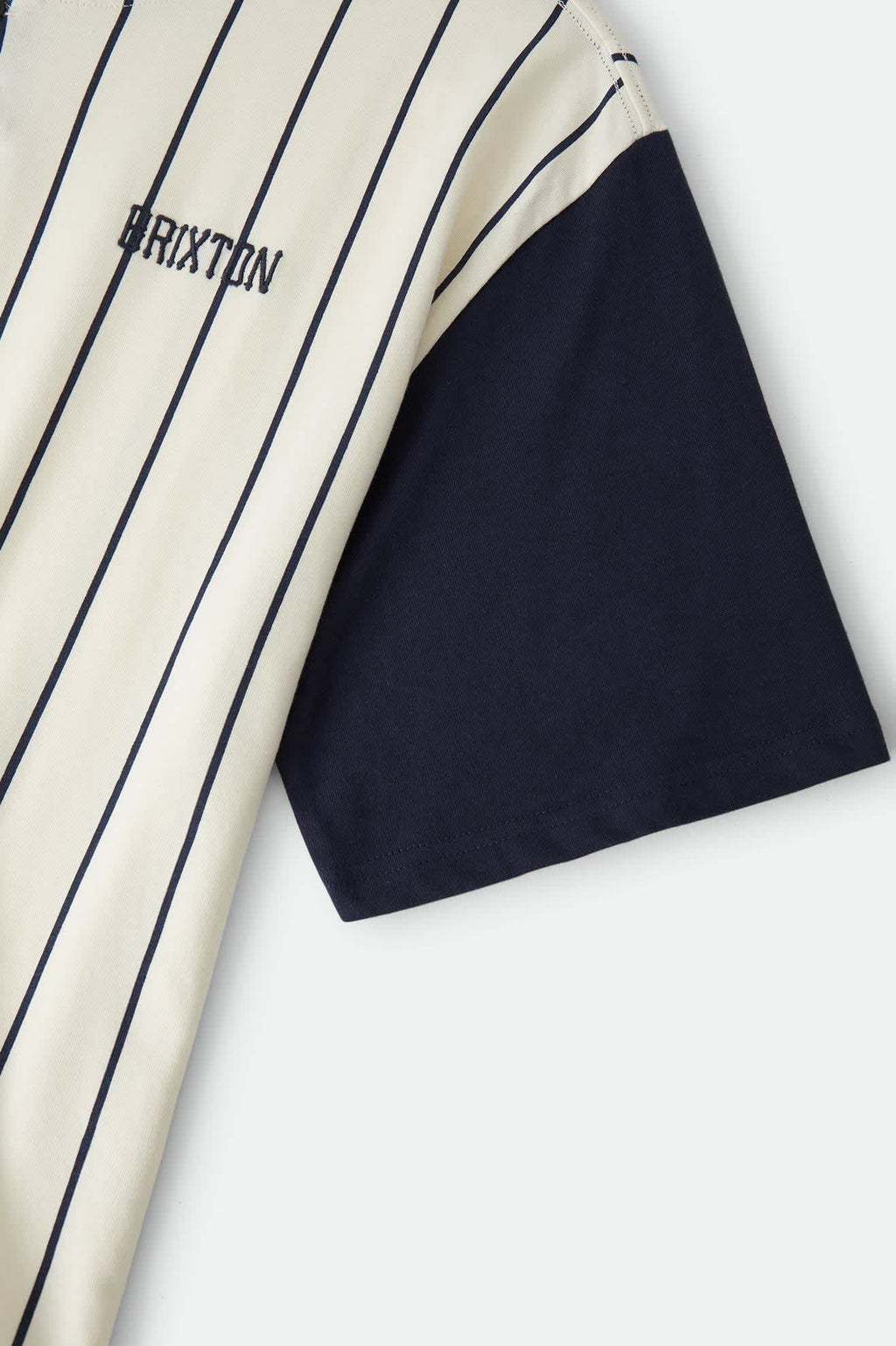 Boxy Baseball T-Shirt - Off White Stripe/Washed Navy