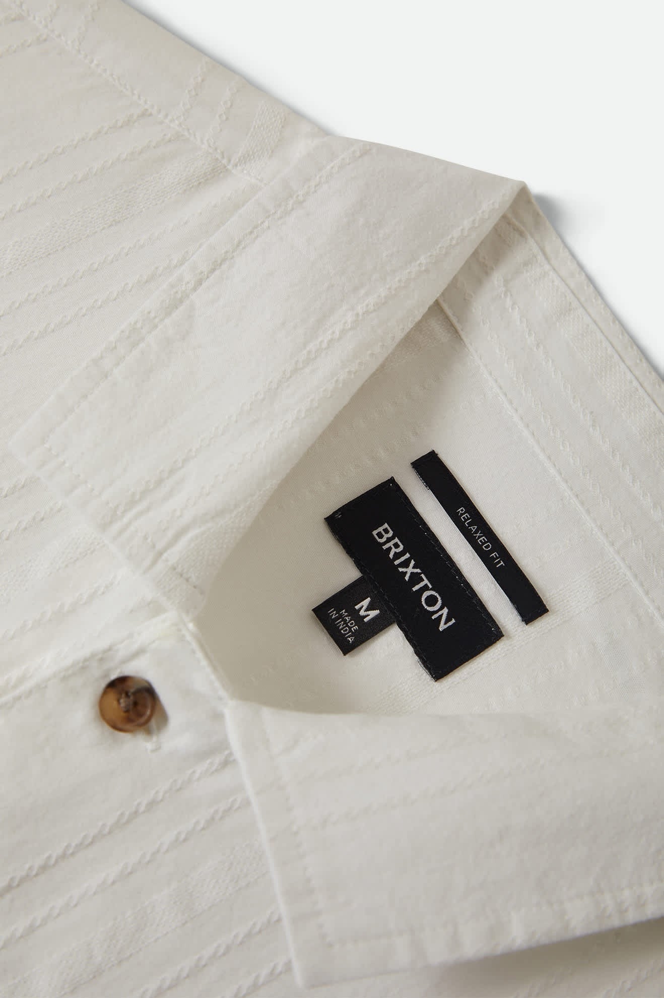 Vintage Short Sleeve Shirt - Off White Jacquard Stripe