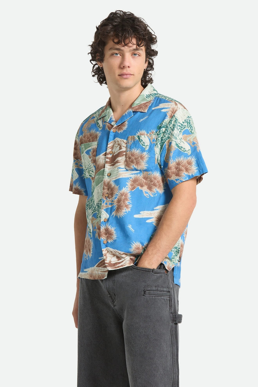 Rainier X Brixton Short Sleeve Shirt - Blue Sky