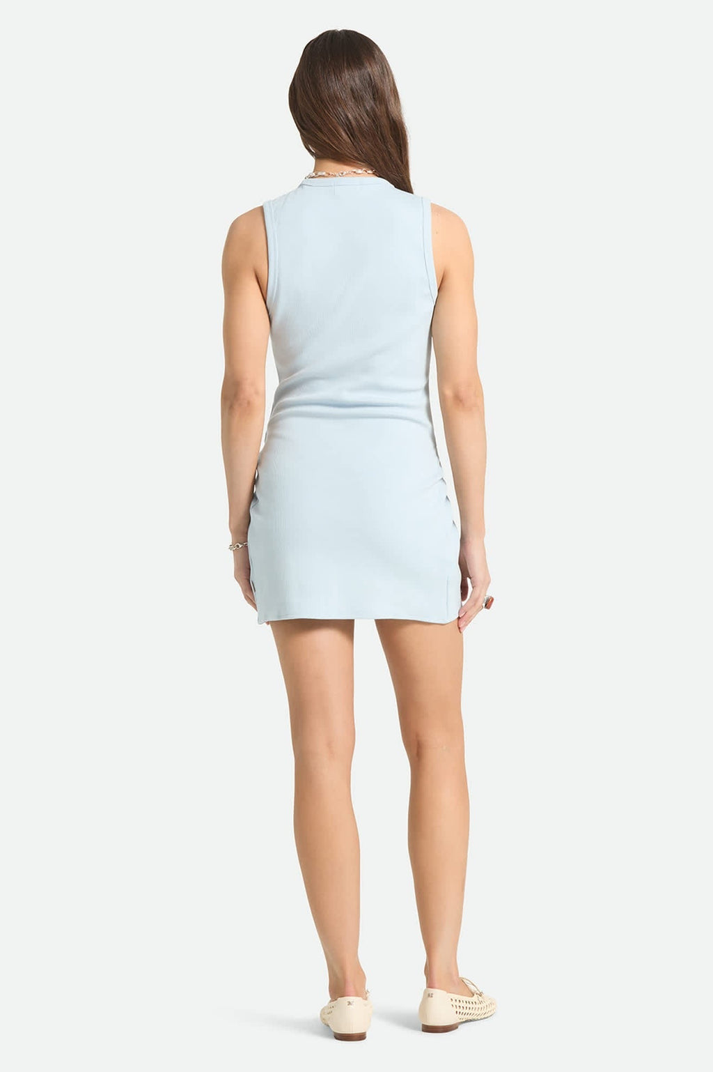 Ribbed Cinch Mini Dress - Blue Aura